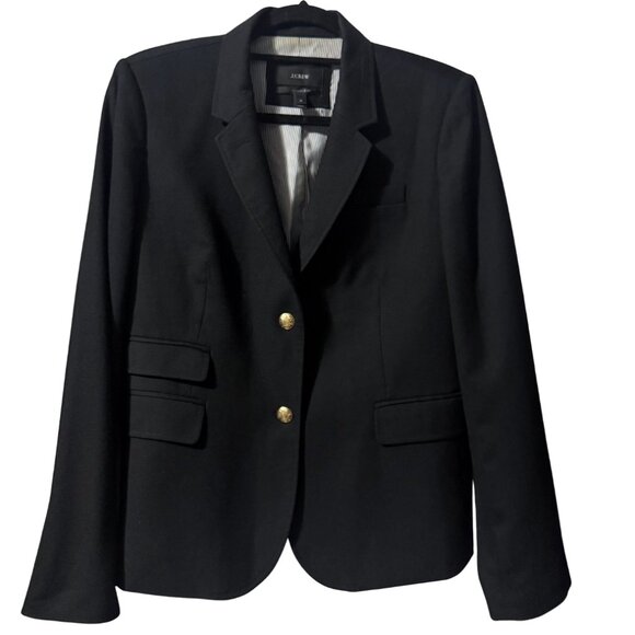 J.Crew Wool-Blend Schoolboy Blazer in Black w Gold Buttons – Women’s Size 12 (L) - Picture 1 of 17